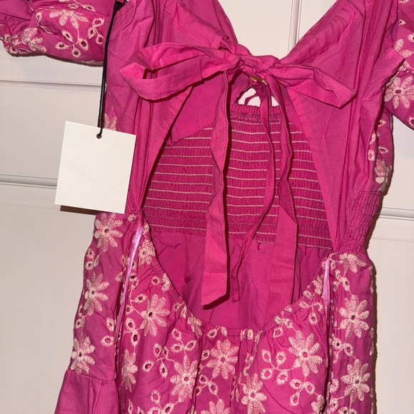 Floral Pink Puff Sleeve Dress - Picture 6 of 9